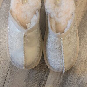 UGG Keegan Metallic UGGplush Faux Fur Lined Slipper Shoes Big Kid 1M AUTHENTIC